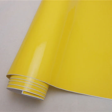 Yellow Car Gloss Vinyl Wrap Sheet Car Vinyl Wrapping Sticker Film Air Bubble Free