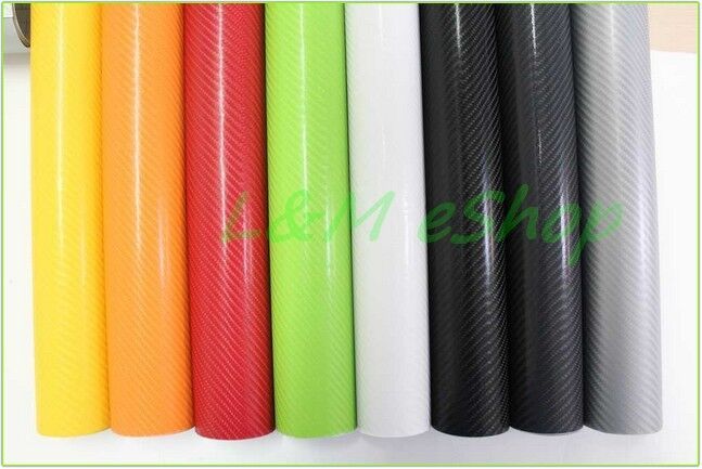 Skymex 4D WHITE Carbon Fibre Vinyl Wrap Sheet Film Sticker Glossy Air bubble Fre