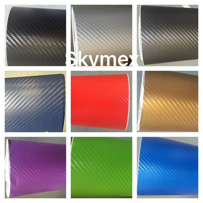 Silver  Vinyl Wrap 3D Carbon Sheet Various Colours Air Bubble Free car wrap