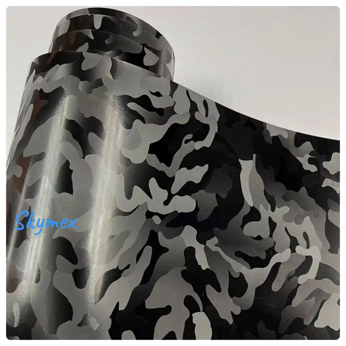 Car Vinyl Wrap 3D Ghost Sticker Decal Film Bubble Free camo wrapping Black White