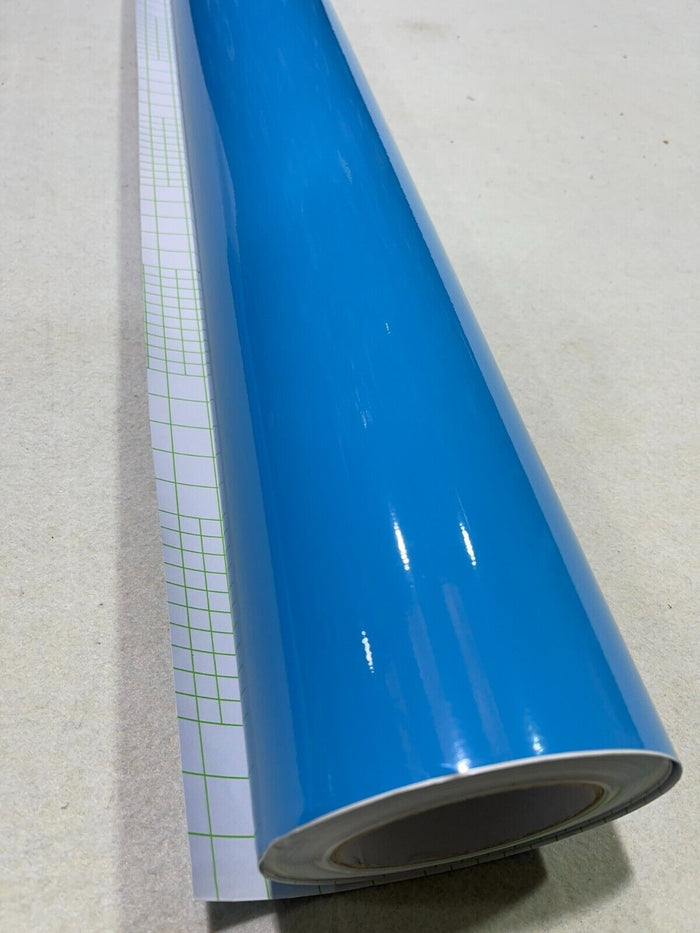 Gloss Light Blue Vehicle Vinyl Wrap Super Gloss Blue Sticker Decal Film Air Free Car wrapping UK